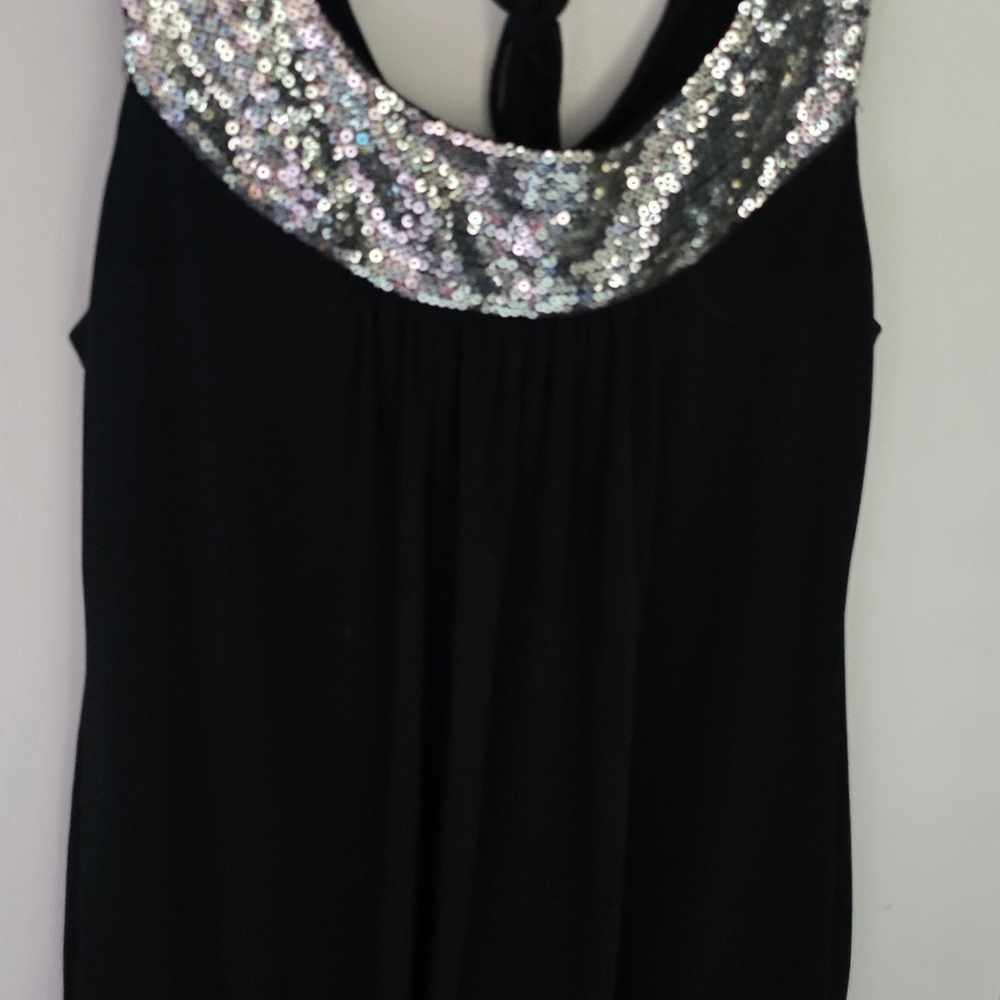 Sushiflower Cocktail dress black sz 3 silver sequin scoop neck